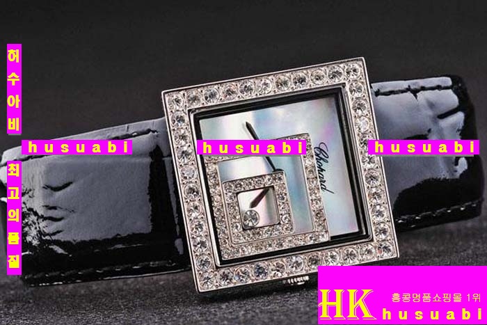 ���ĵ� ���ڽð� Replica Chopard Japanese Quartz MOVEMENT Stainless Case Diamond Bezel Black Bracelet Women. sa-30